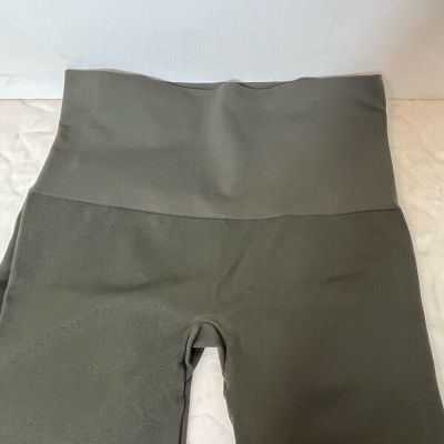 Spanx Women’s Olive Green Wide Waistband Leggings Zipper At Ankles Size 2X/2TG